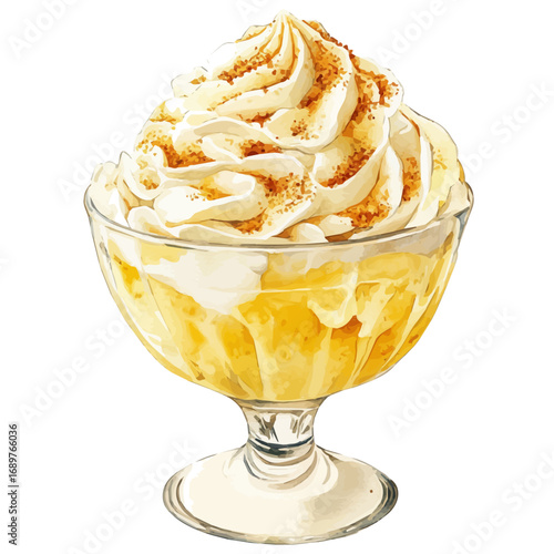 watercolor vector of Custard, isolated on a white background.