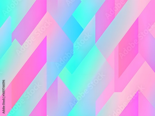 Abstract Pastel Geometric Background, Pink, Blue, and Cyan Gradient Shapes