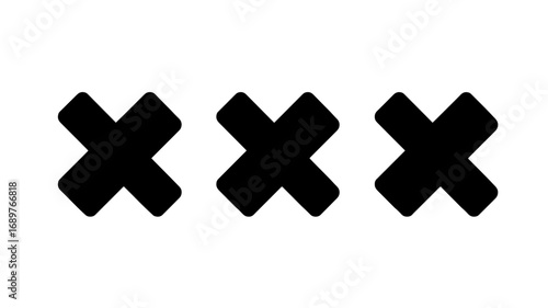 Three bold black X marks on white background