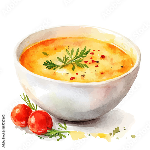 watercolor of Curry, vector, isolated on a white background.