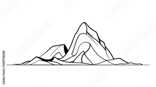 Abstract line art drawing of a majestic mountain range