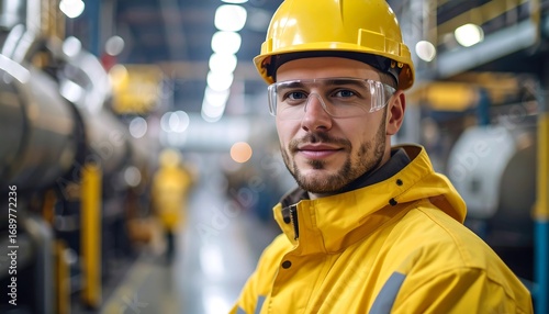 Wallpaper Mural Factory worker in yellow safety gear Torontodigital.ca