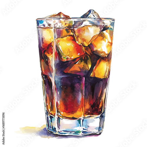 Cola, watercolor painting vector, isolated on a white background.
