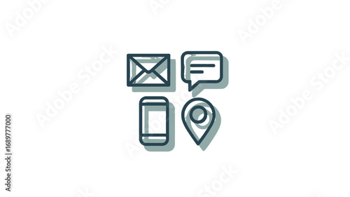 Modern communication icons arranged on a clean background, perfect for digital designs.