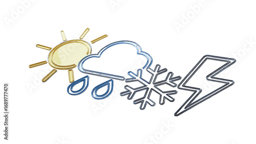 Illustration depicting various weather elements. 