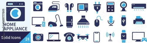 ベクターの家電に関するシルエットアイコンセット
