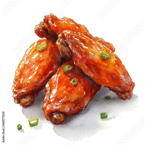 watercolor of Chicken Wings, vector, isolated on a white background.