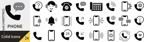 ベクターの電話に関するシルエットアイコンセット
