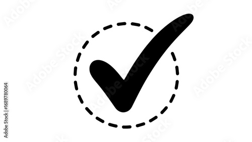 Hand-drawn Check Mark in Circle - Approval, Yes, Ok, Confirmation Icon