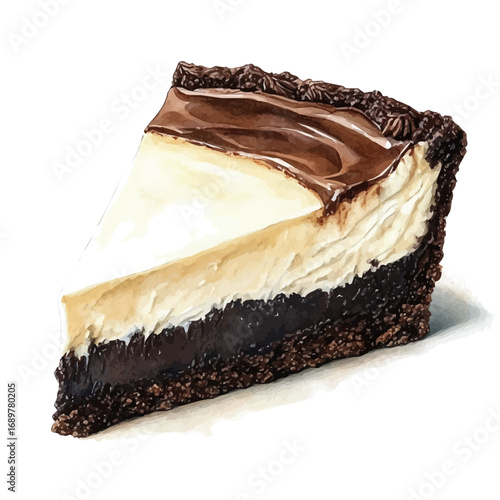 watercolor of Cheesecake Brownie, vector, isolated on a white background.