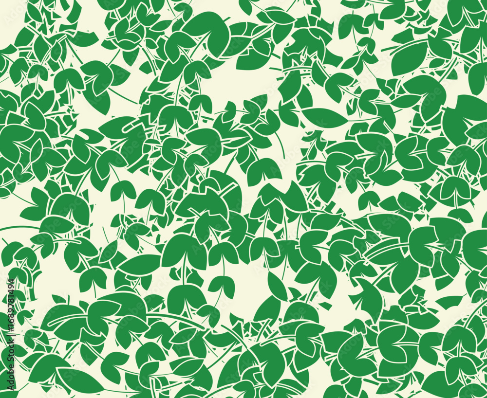 Obraz premium Green Botanical Dense Leaf Seamless Pattern Design
