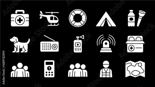 Emergency Rescue Icon Set First Aid, Survival, and Safety Symbols