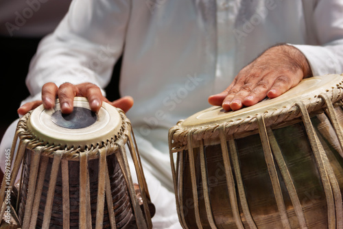 Tableau sur toile Hindustani Classical Music, indian tabla drums percussion instrument, close up o