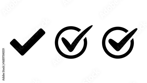 Check Mark Icons Simple, Bold, and Circle Variations for UI Design