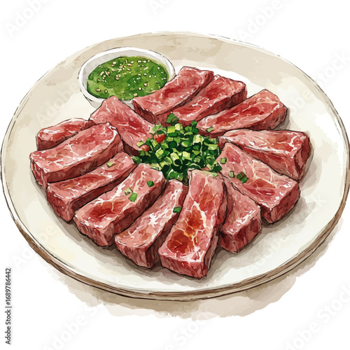 Bulgogi, watercolor clipart vector, isolated on a white background.