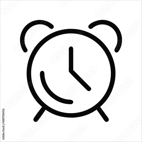 Minimal Alarm Clock Icon Simple Vintage Bell Timer Vector