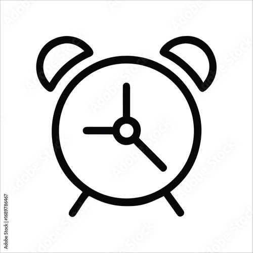 Classic Alarm Clock Icon Vintage Bell Timer Line Vector