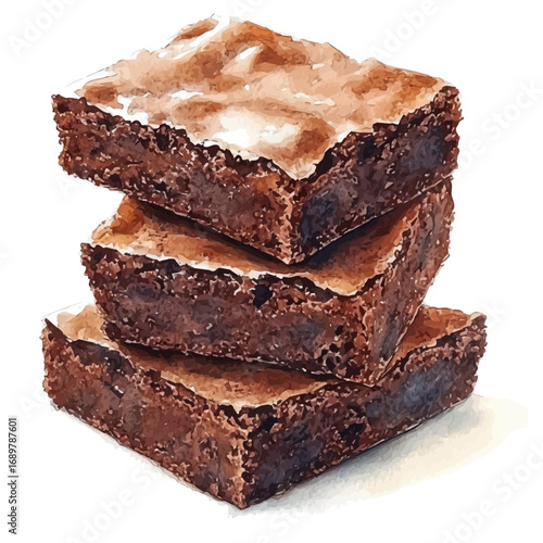 watercolor of Brownies, vector, isolated on a white background.