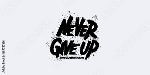 Never Give Up is a splatter brush display font typeface with gritty ink-spray texture and bold hand-brushed strokes. Perfect for motivational posters, streetwear, album art, and high-impact headlines.