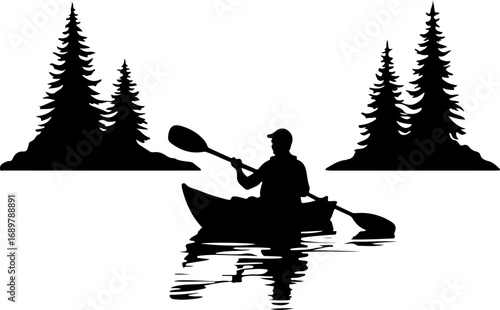 silhouette of a man sitting on a boat, boat, water, lake, sunset, river, canoe, nature, fishing, kayak, summer, landscape, sea, people, canoeing, sky, sun, fisherman, silhouette, travel, reflection, l