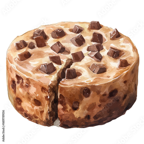 Bread Pudding, watercolor painting vector, isolated on a white background.