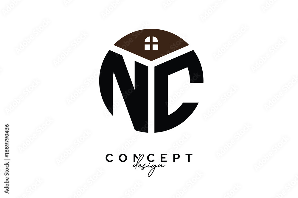 Obraz premium NC Creative Real Estate Monogram Logo Concept Design in Circle Shape