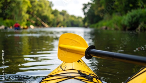 Kayaking through a verdant river