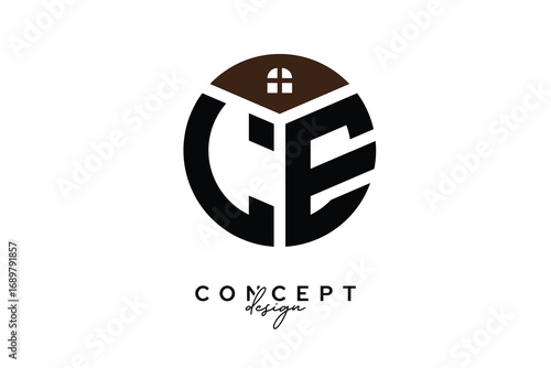 LE Creative Real Estate Monogram Logo Concept Design in Circle Shape