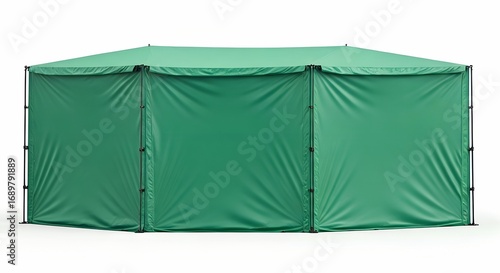 Clean Studio Shot of a Green PopUp Event Canopy with Sidewalls Isolated on White.