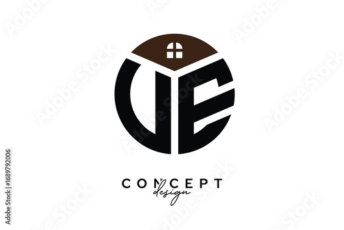 UE Creative Real Estate Monogram Logo Concept Design in Circle Shape