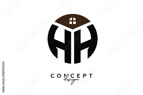 HH Creative Real Estate Monogram Logo Concept Design in Circle Shape