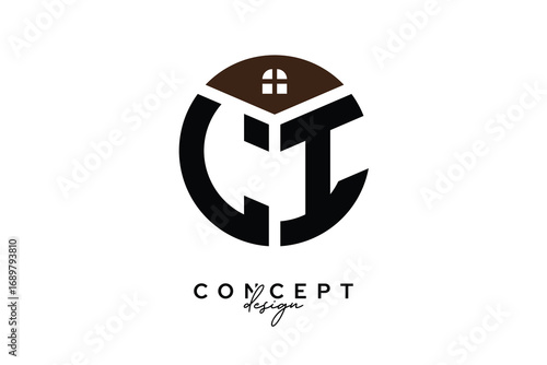 LI Creative Real Estate Monogram Logo Concept Design in Circle Shape