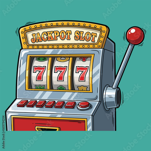 Cartoon Slot Machine with Triple Sevens Jackpot casino.