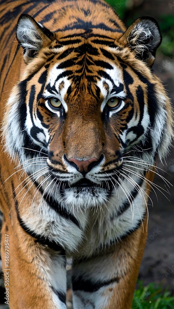 Fototapeta premium Majestic tiger prowling in lush green habitat