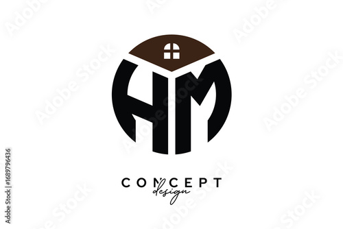 HM Creative Real Estate Monogram Logo Concept Design in Circle Shape