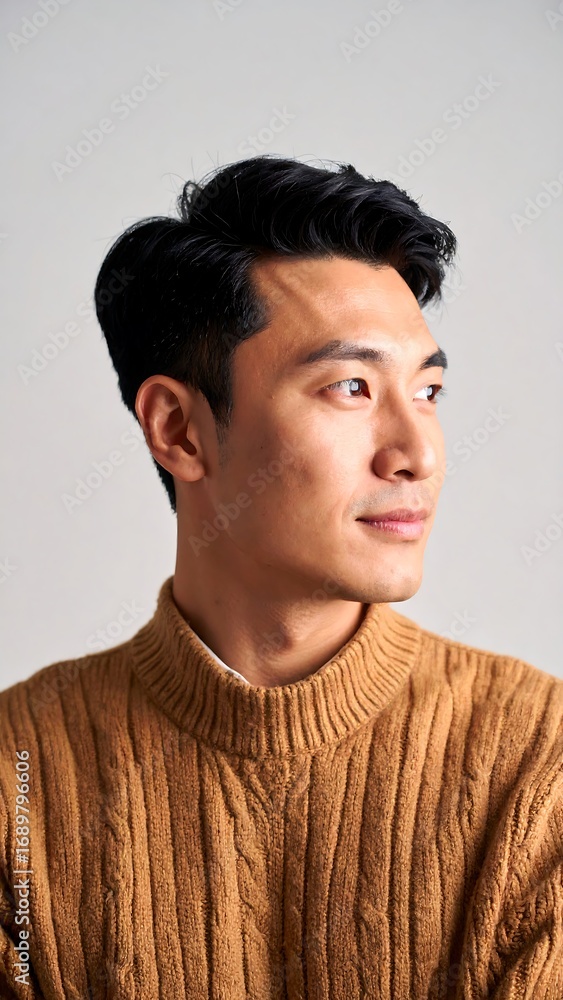 Obraz premium Man in a sweater, thoughtful expression