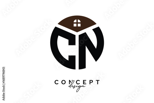 CN Creative Real Estate Monogram Logo Concept Design in Circle Shape