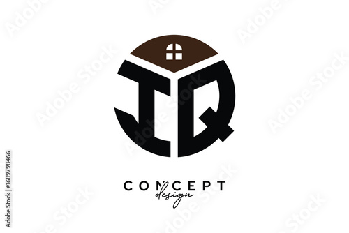 IQ Creative Real Estate Monogram Logo Concept Design in Circle Shape