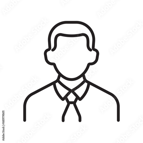 Businessman avatar icon in outline style. Editable stroke vector illustration of professional male character wearing shirt and tie. Suitable for office worker, corporate profile, manager, employee, an