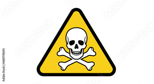 Yellow triangle warning sign with skull and crossbones, indicating danger or toxicity.