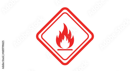 Flammable material warning symbol in red diamond shape.