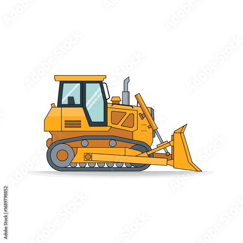 Illustration of a yellow bulldozer on a white background.