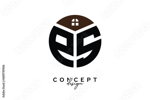 PS Creative Real Estate Monogram Logo Concept Design in Circle Shape