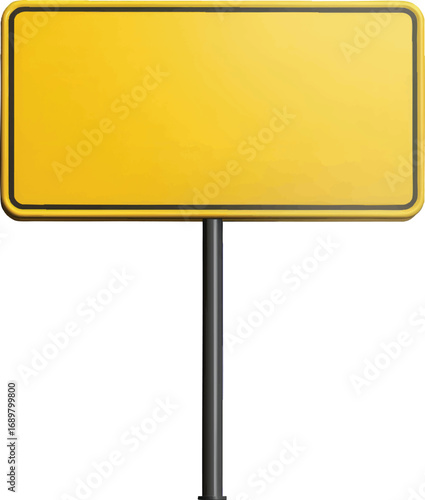 Yellow Rectangular Road Sign on Pole with black