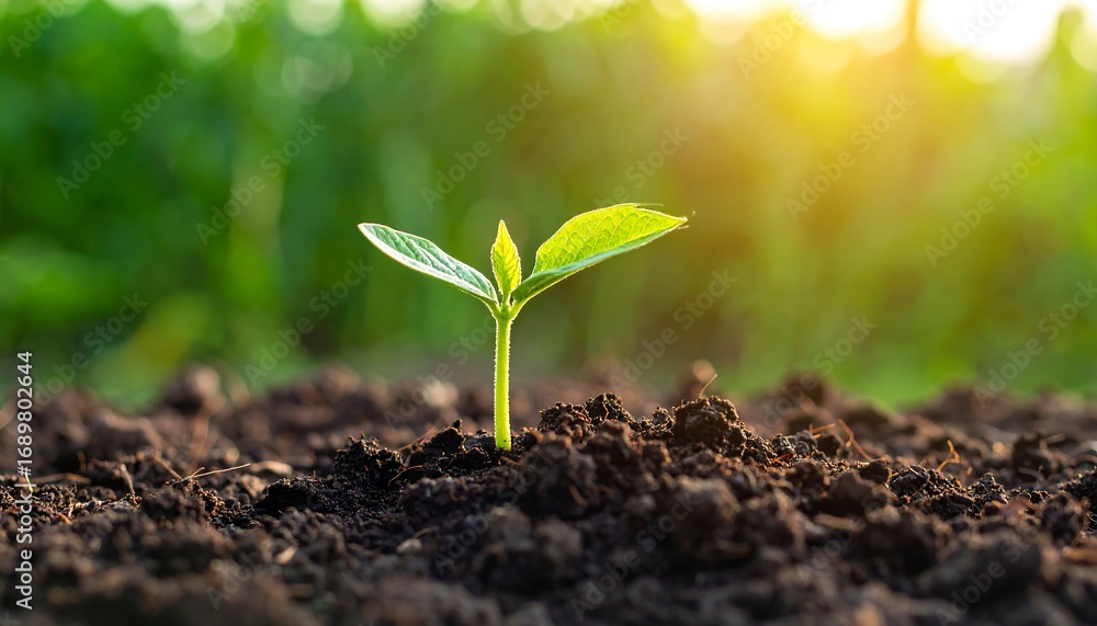 Fototapeta premium Young sprout emerging from soil