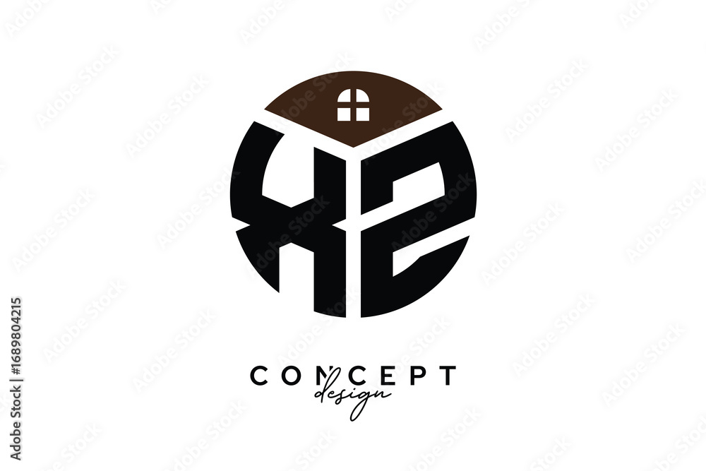 Fototapeta premium XZ Creative Real Estate Monogram Logo Concept Design in Circle Shape