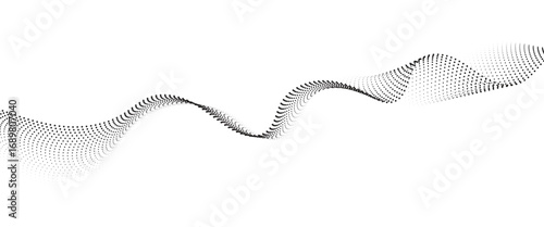 Flowing Dot Wave halftone gradient pattern on transparent background	
