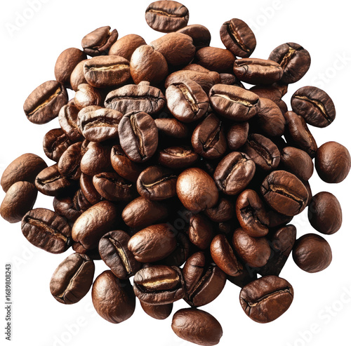 Pile of Roasted Coffee Beans on White Background heap