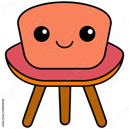 Adorable cartoon stool with a smiling face, perfect for playful designs, cheerful illustrations, and adding a touch of whimsy to any project