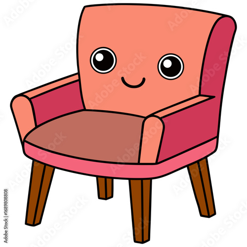 Adorable cartoon armchair perfect for children's decor projects, a cheerful and inviting seat with big eyes and a smile for nurseries and playrooms, adding a touch of whimsy and comfort